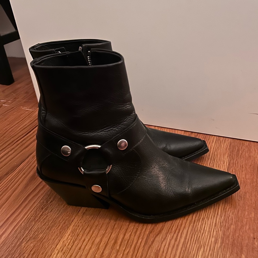 Anine Bing Black Leather Motorcyle Boots